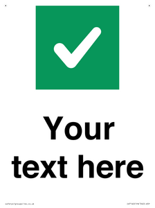 Custom plain background, green square with tick sign